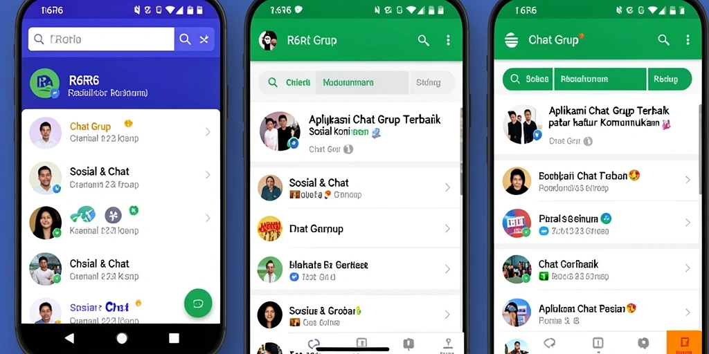 Antarmuka R6R6 menampilkan fitur-fitur Chat Grup yang menarik.