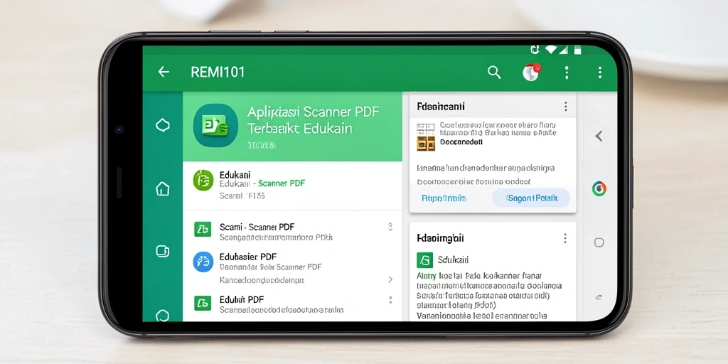 Tampilan antarmuka utama aplikasi Scanner PDF REMI101 dengan fitur pemindaian.