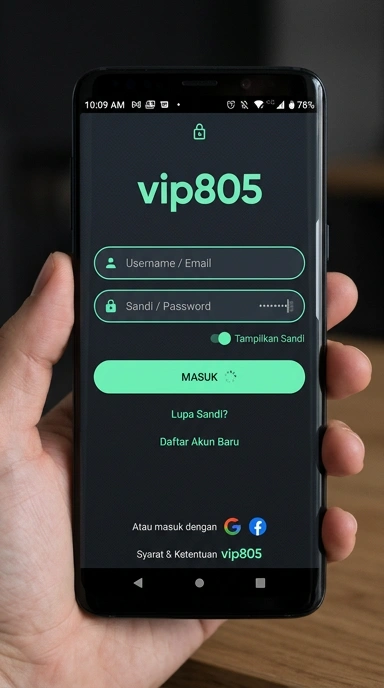 Tampilan halaman login vip805