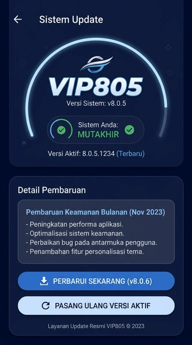 Tampilan riwayat versi vip805
